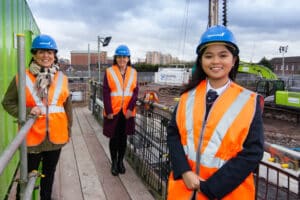 Emer Shayna and Danielle 4 Students attending work experience with Graham Construction